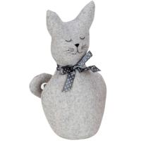 Deurstopper - poes/kat - grijs - 25 x 13 cm - dieren - kinderkamer - bescherming