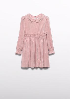 Abel & Lula winter jurk meisjes - roze - gebreid - geplooid