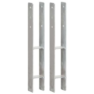 VidaXL Grondankers 2 st 8x6x60 cm gegalvaniseerd staal zilverkleurig