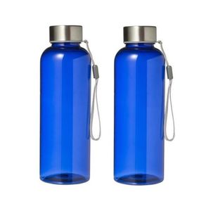 2x Lekvrije drinkfles/waterfles 500 ml blauw