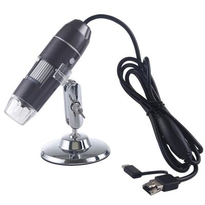 1000x Vergrootglas HD 0.3 MP beeld sensor 3 in 1 USB digitale microscoop met 8 LED & professionele standaard (zwart)