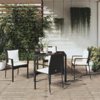 5-delige Tuinset met kussens poly rattan zwart
