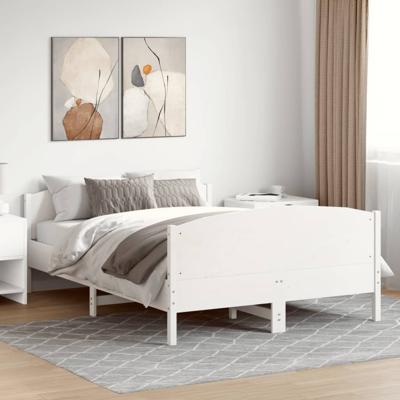 Bedframe zonder matras massief grenenhout wit 135x190 cm
