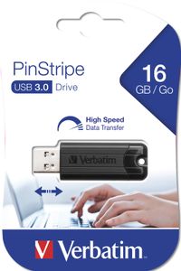Verbatim Pin Stripe 3.0 USB-stick 16 GB Zwart 49316 USB 3.2 Gen 1 (USB 3.0)