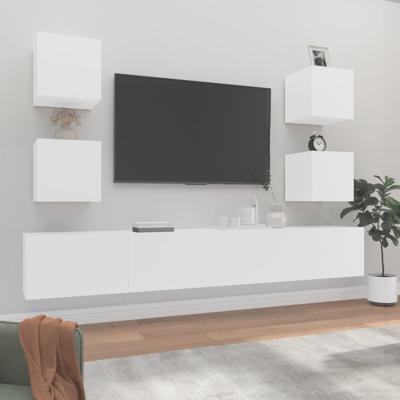 6-delige Tv-meubelset bewerkt hout wit