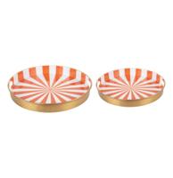 Candy Swirl - Tray Set of 2 Ø31cm/Ø26cm Oranje/Wit Candy Swirl - Tray Set of 2 Ø31cm/Ø26cm Oranje/Wit
