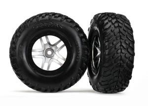 Traxxas - Tires & wheels, glued on SCT Satin hrome split sp wheels TSM, TRX-6892 (TRX-6892)