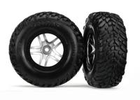 Traxxas - Tires & wheels, glued on SCT Satin hrome split sp wheels TSM, TRX-6892 (TRX-6892) - thumbnail