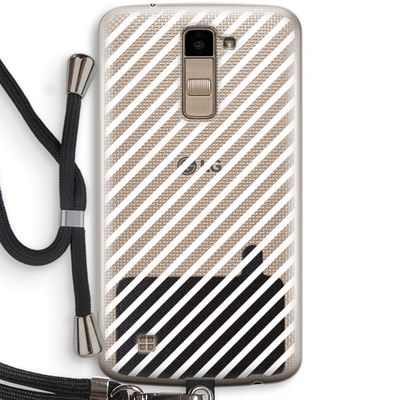 Strepen zwart-wit: LG K10 (2016) Transparant Hoesje met koord