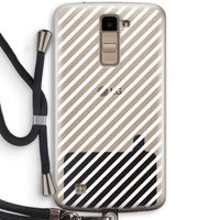 Strepen zwart-wit: LG K10 (2016) Transparant Hoesje met koord