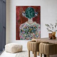 Urban Cotton Wandkleed 'Red Velvet' 80 x 110cm in Frame - black