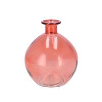 Bloemenvaas rond model - helder gekleurd glas - koraal roze - D13 x H15 cm