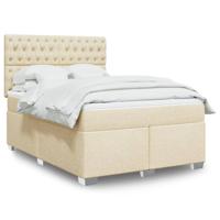 Boxspring met matras stof crèmekleurig 140x200 cm