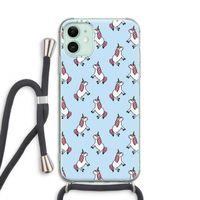 Eenhoorns overal: iPhone 11 Transparant Hoesje met koord