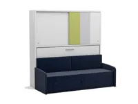 Eenpersoons bedkast Academy - Verde - met blauwe bank