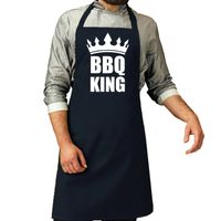 Bbq schort BBQ King navy blauw voor heren - Feestschorten - thumbnail