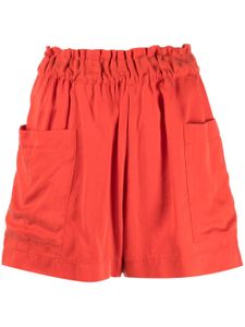 casa raki short Emilia à taille haute froncée - Rouge