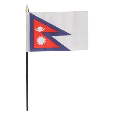 Nepal - mini vlaggetje van 10 x 15 cm op stokje - Landen vlag - H27 cm