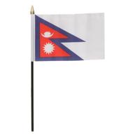 Nepal - mini vlaggetje van 10 x 15 cm op stokje - Landen vlag - H27 cm