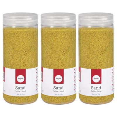 Hobby Fijn decoratie zand korrels - 3x - geel - 475 ml - zandkorrels - knutselmateriaal