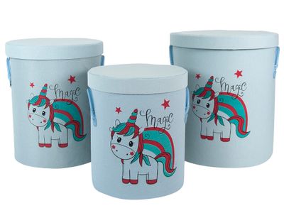 Leuke Set van 3 Was- en Opbergmanden - 73L / 55L / 34L - Blauw - Unicorn - Wasmand - Opbergmand - Polyester - Design Leuke Set van 3 Was- en Opbergmanden - 73L / 55L / 34L - Blauw - Unicorn - Wasmand - Opbergmand - Polyester - Design