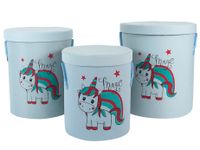 Leuke Set van 3 Was- en Opbergmanden - 73L / 55L / 34L - Blauw - Unicorn - Wasmand - Opbergmand - Polyester - Design - thumbnail