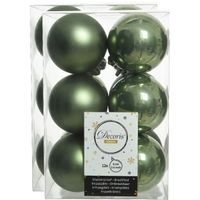 24x stuks kunststof kerstballen mos groen 6 cm glans/mat