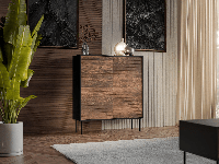 Commode HEPRANI 4 deuren walnoot bruin/zwart