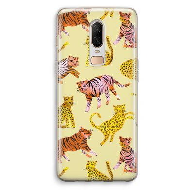 Cute Tigers and Leopards: OnePlus 6 Transparant Hoesje
