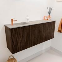 Toiletmeubel Mondiaz Joya Dlux | 100 cm | Meubelkleur Walnut | Faye wastafel Glace Wasbak Links | 1 kraangat