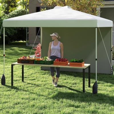 3 x 3 m Pop-up-paviljoen met Zijwand Draagbaar Tuinpaviljoen Inclusief Schaduwdoek met rol tas Wit