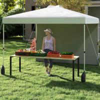 3 x 3 m Pop-up-paviljoen met Zijwand Draagbaar Tuinpaviljoen Inclusief Schaduwdoek met rol tas Wit