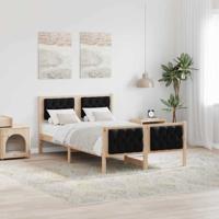 Bedframe met hoofdeinde Zwart 135 x 190 cm Massief grenenhout