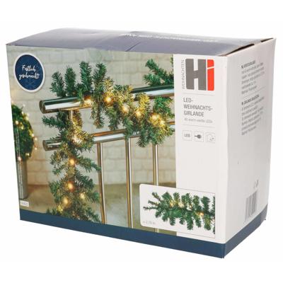 Dennen guirlandes - groen - met verlichting - 270 x 20 cm - kerstslinger/versiering