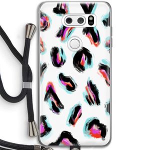 Cheetah color: LG V30 Transparant Hoesje met koord
