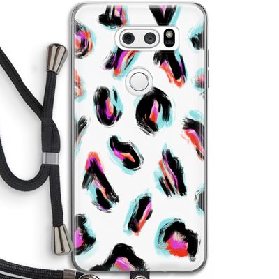 Cheetah color: LG V30 Transparant Hoesje met koord