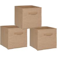 5Five Opbergmand/kastmand - Set van 3x stuks - 29 liter - bruin/naturel jute - 31 x 31 x 31 cm