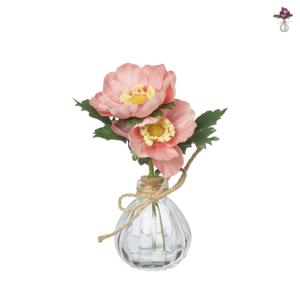 Vaasje met bloemen - diverse varianten - 17 cm