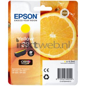 Epson Oranges 33 Y inktcartridge 1 stuk(s) Origineel Normaal rendement Geel