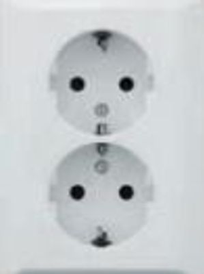 Stopcontact dubbel inbouw wit met randaarde en kleur RAL 9010 30SS2UUW