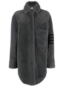 Thom Browne veste en peau lainée à détails 4 bandes signature - Gris