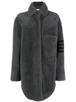 Thom Browne veste en peau lainée à détails 4 bandes signature - Gris - thumbnail