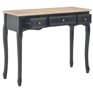 The Living Store Tafel - Zwart/Bruin - MDF/Grenenhout - 100x35x78 cm - 3 Laden