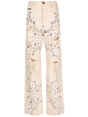 Philipp Plein jean à motif cachemire - Tons neutres
