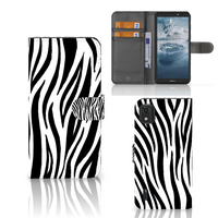 Nokia C2 2nd Edition Telefoonhoesje met Pasjes Zebra - thumbnail