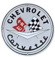 Chevrolet Corvette Emaille Bord - 29 cm ø - Ande Rooney 1990&apos;s