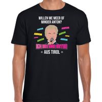 Apres ski t-shirt voor heren - meer of minder Anton - zwart - wintersport - Wilders - politiek