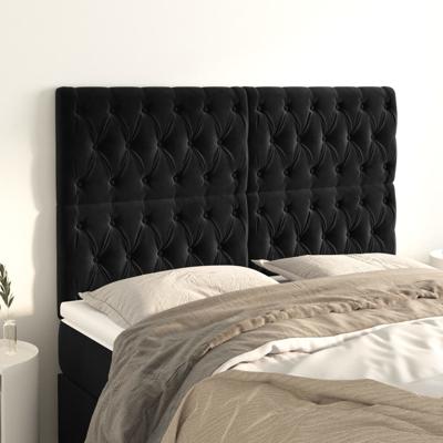 Hoofdborden 4 st 72x7x78/88 cm fluweel zwart
