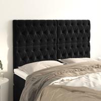 Hoofdborden 4 st 72x7x78/88 cm fluweel zwart
