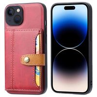 iPhone 15 Plus Retro Style Hoesje met Portemonnee - Rood